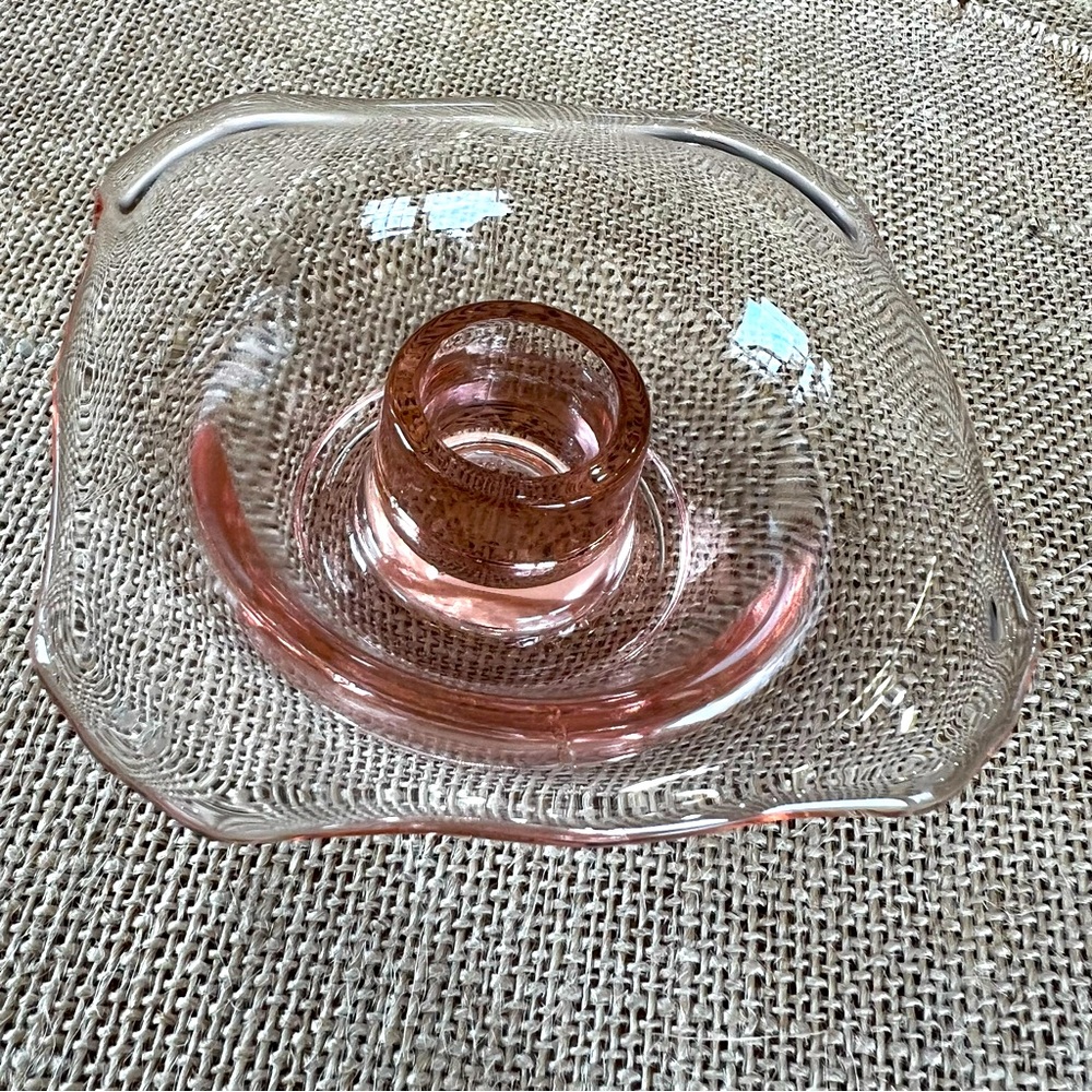 Vintage Pink Depression ~ Glass Candlestick holder